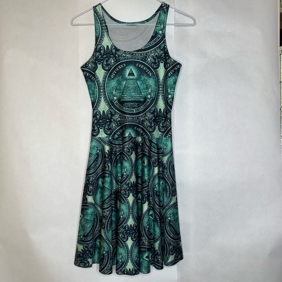 Blackmilk Dresses & Skirts - Illuminati Money Print Skater Dress